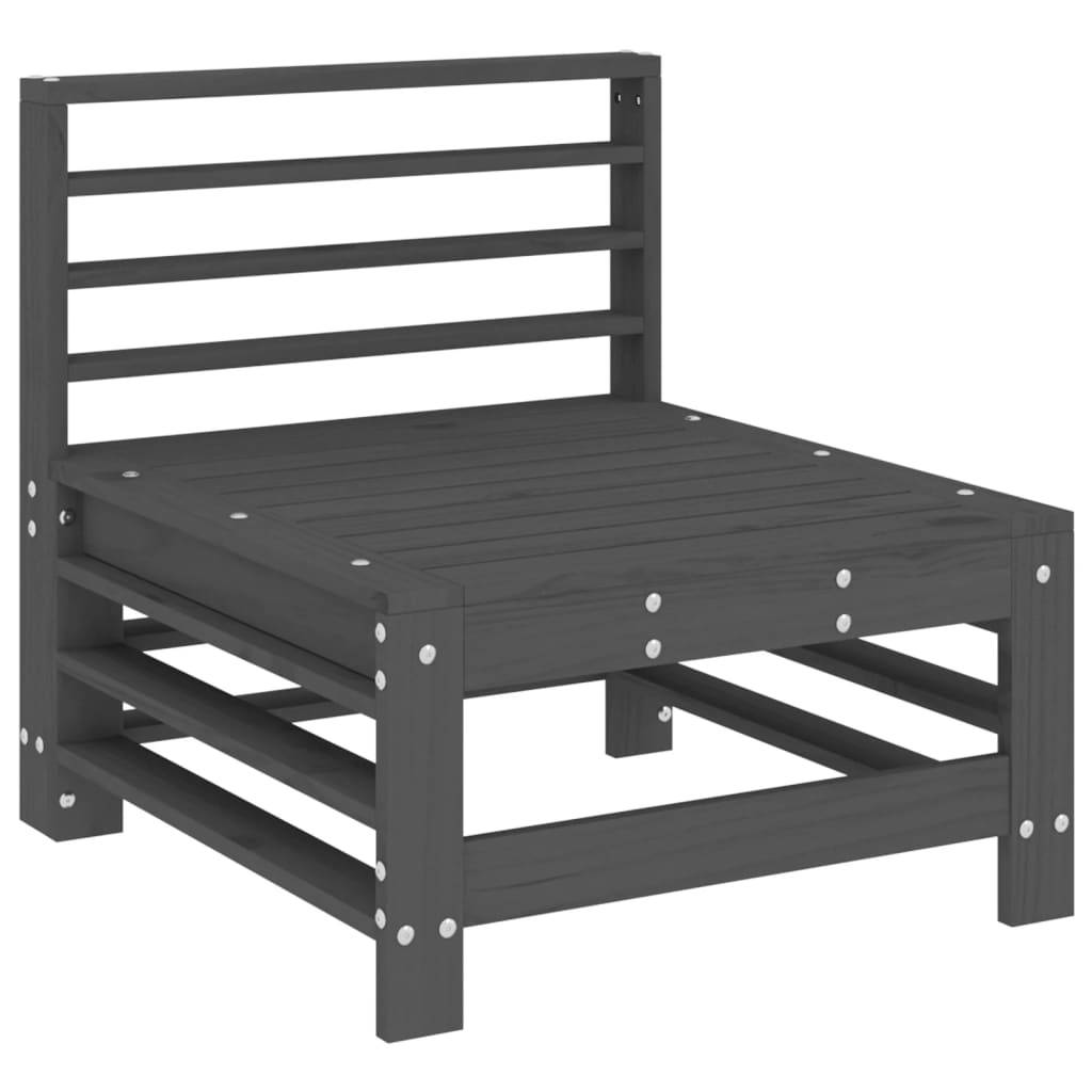 vidaXL Garten-Mittelsofas 2 Stk. Grau Massivholz Kiefer