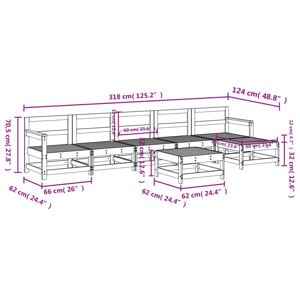 vidaXL 7-tlg. Garten-Lounge-Set Massivholz Kiefer