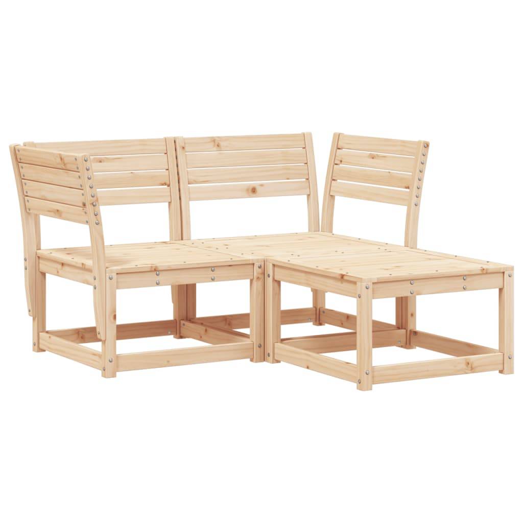 vidaXL 3-tlg. Garten-Sofagarnitur Massivholz Kiefer