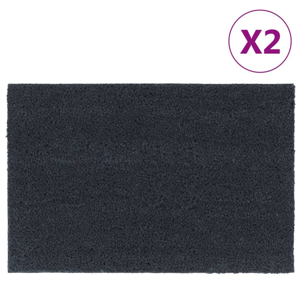 vidaXL Fußmatten 2 Stk. Dunkelgrau 40x60 cm Kokosfaser Getuftet