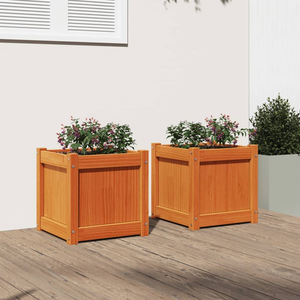 vidaXL Pflanzkübel 2 Stk. Wachsbraun Massivholz Kiefer