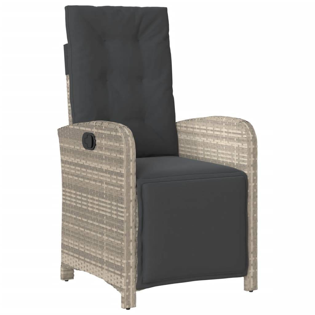 vidaXL 9-tlg. Garten-Essgruppe mit Kissen Hellgrau Poly Rattan