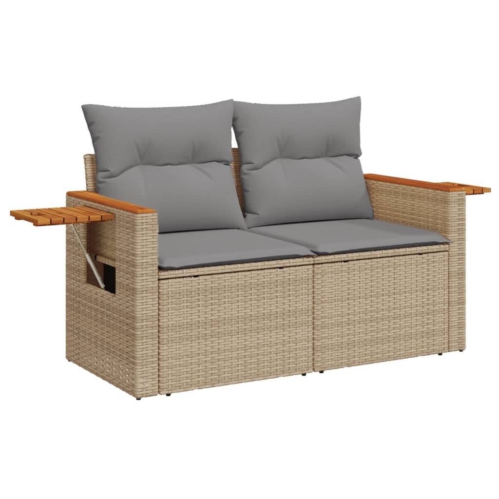 vidaXL 9-tlg. Garten-Sofagarnitur mit Kissen Grau Poly Rattan