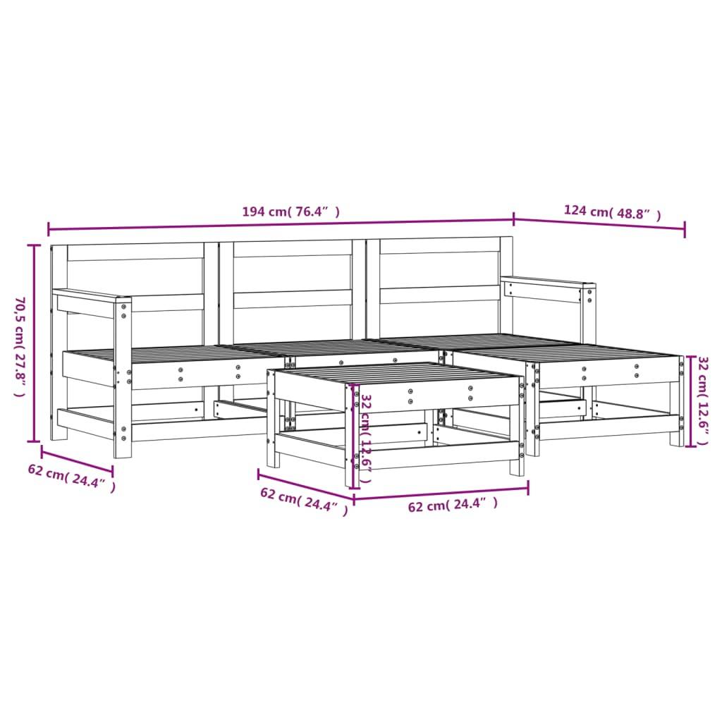 vidaXL 5-tlg. Garten-Lounge-Set Weiß Massivholz Kiefer