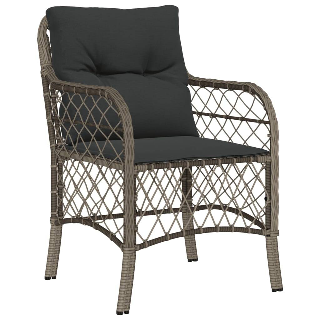 vidaXL 5-tlg. Garten-Essgruppe mit Kissen Grau Poly Rattan