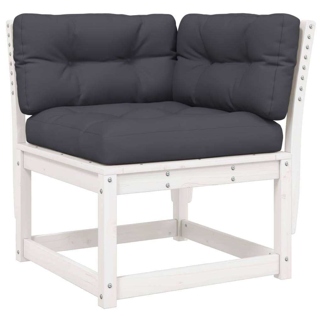 vidaXL 5-tlg. Garten-Lounge-Set mit Kissen Weiß Massivholz Kiefer