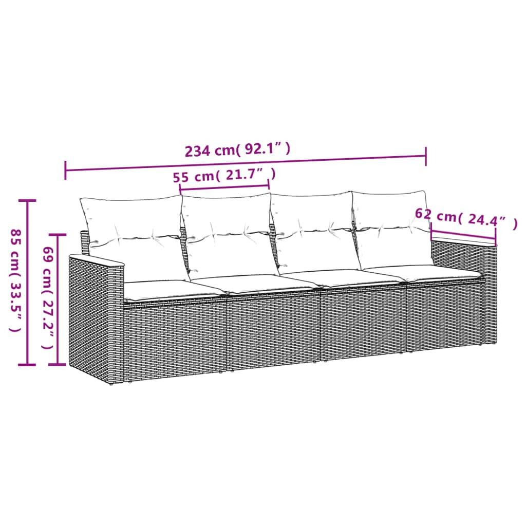 vidaXL 4-tlg. Garten-Sofagarnitur mit Kissen Beigemischung Poly Rattan