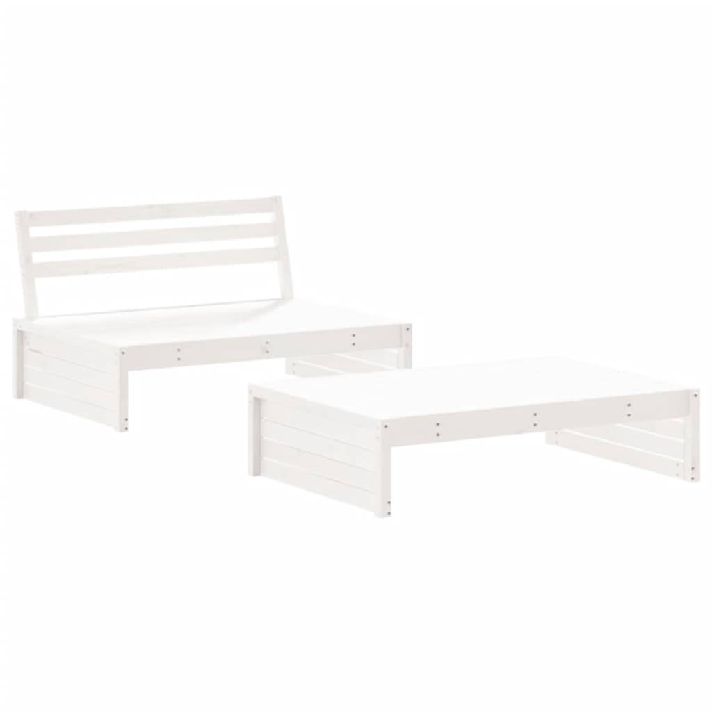 vidaXL 2-tlg. Garten-Lounge-Set Weiß Massivholz Kiefer