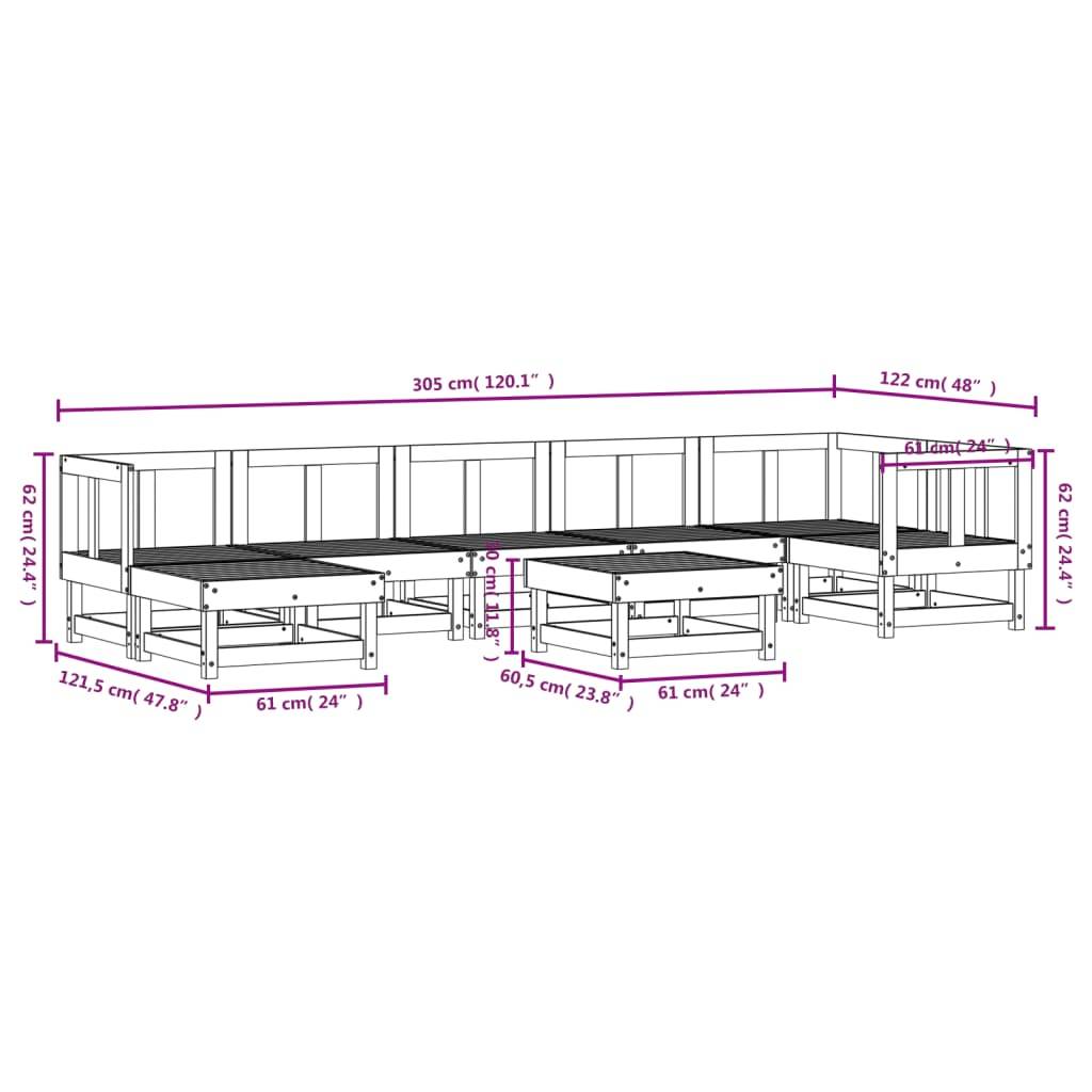 vidaXL 8-tlg. Garten-Lounge-Set Massivholz Kiefer
