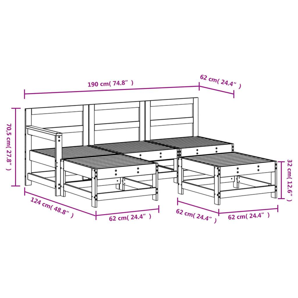 vidaXL 5-tlg. Garten-Lounge-Set Massivholz Kiefer