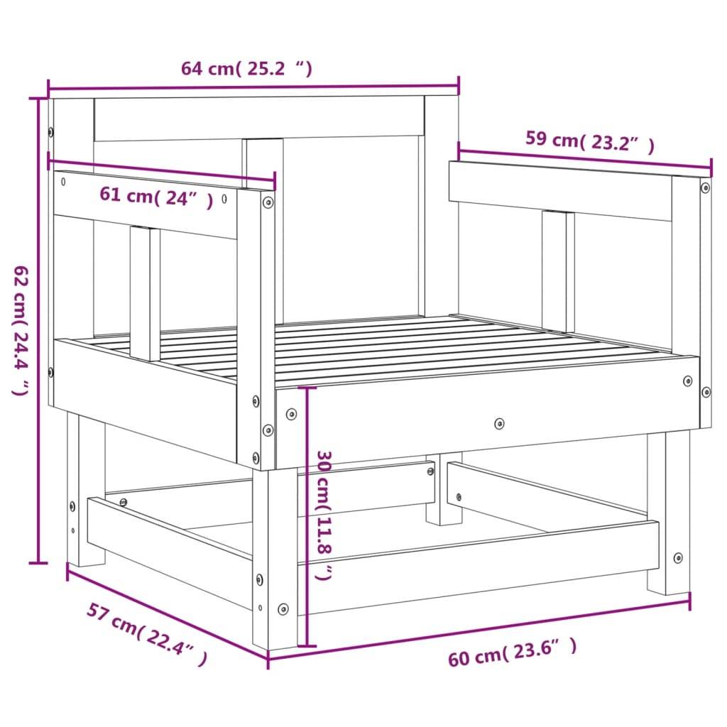 vidaXL Gartenstühle 2 Stk. Schwarz Massivholz Kiefer