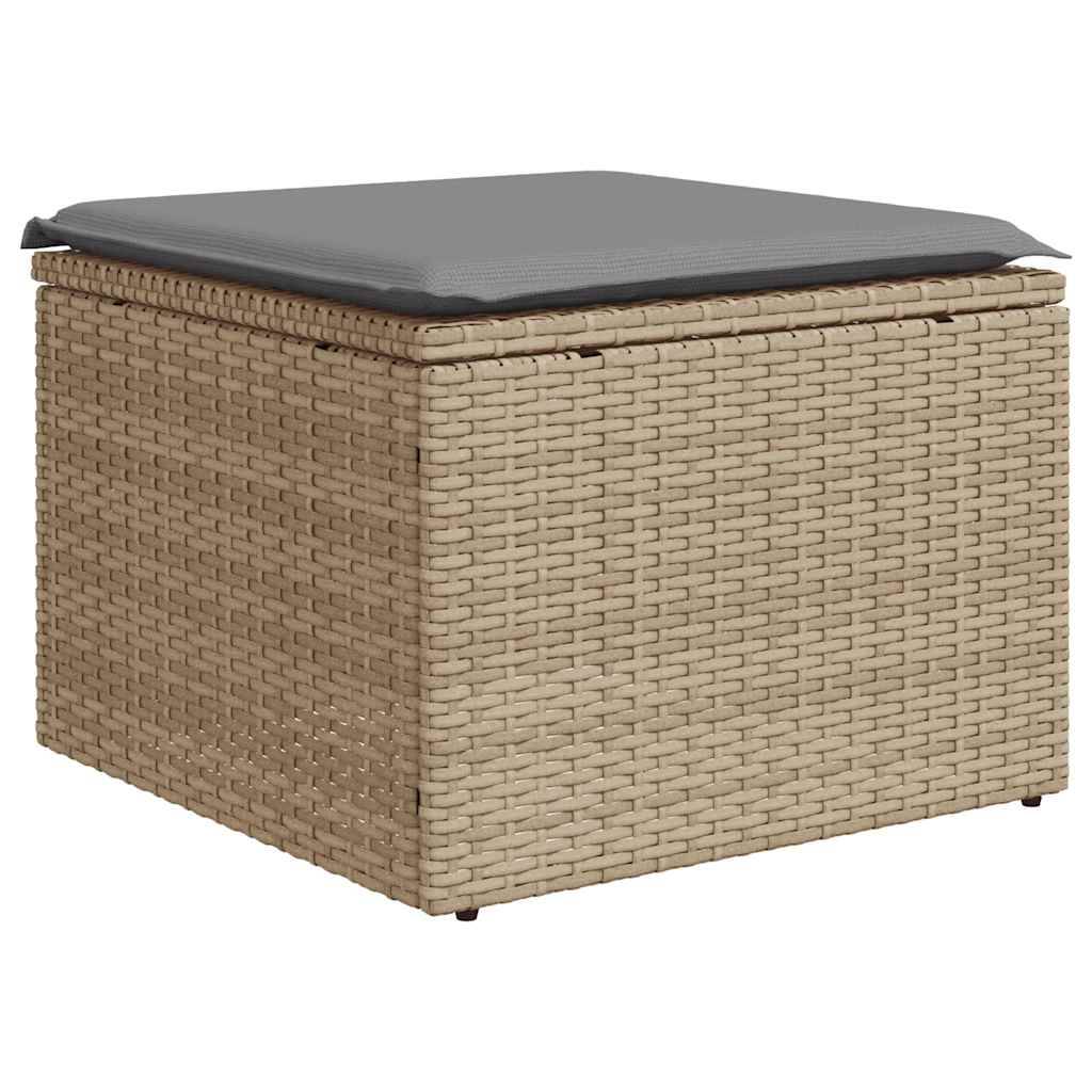 vidaXL 2-tlg. Garten-Sofagarnitur mit Kissen Beige Poly Rattan Akazie