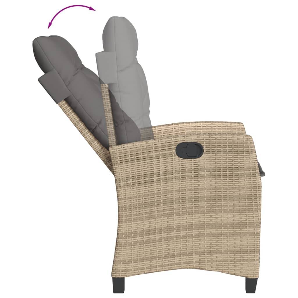 vidaXL 3-tlg. Garten-Essgruppe mit Kissen Beige Poly Rattan