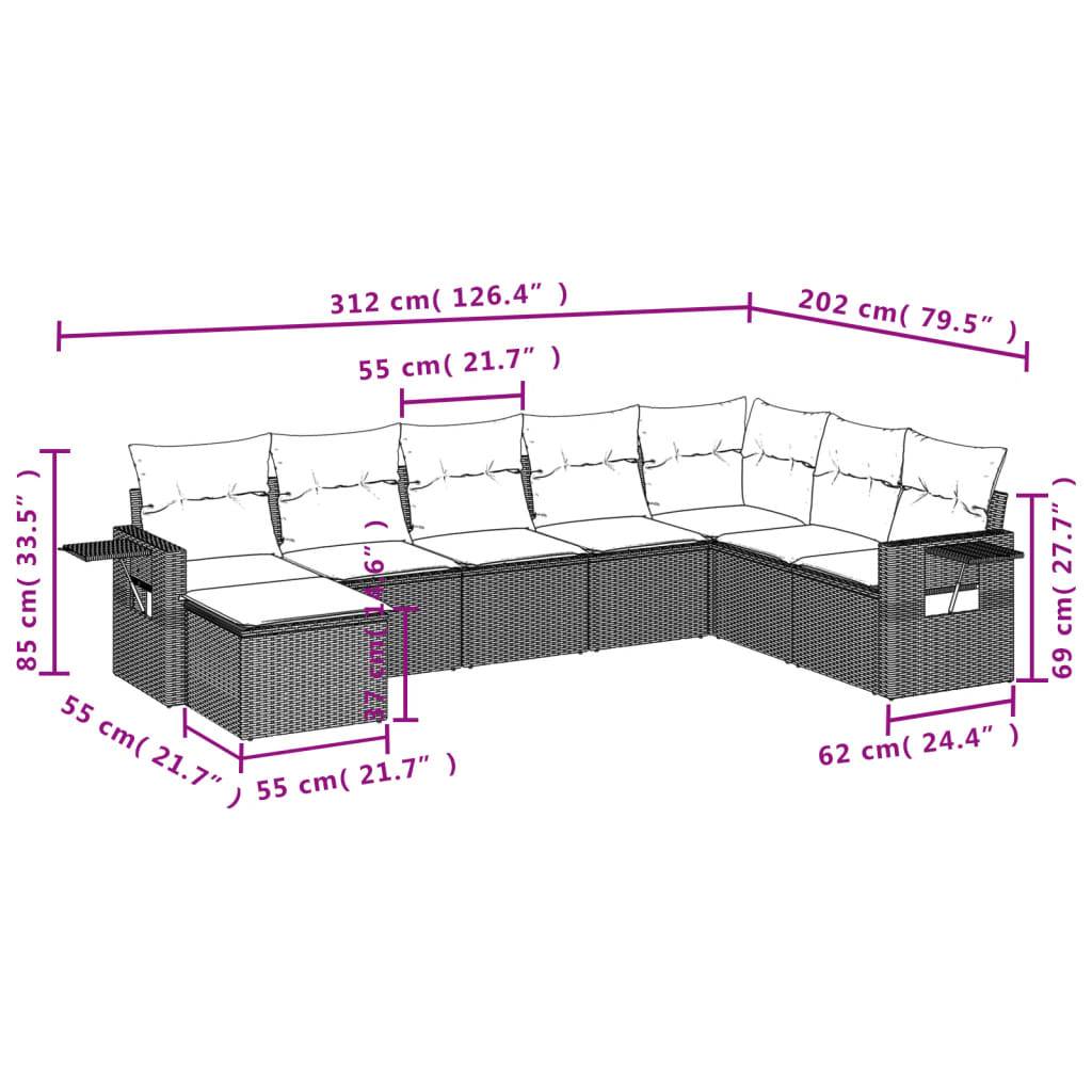 vidaXL 8-teiliges Gartensofa-Set mit Kissen, braun, Polyrattan