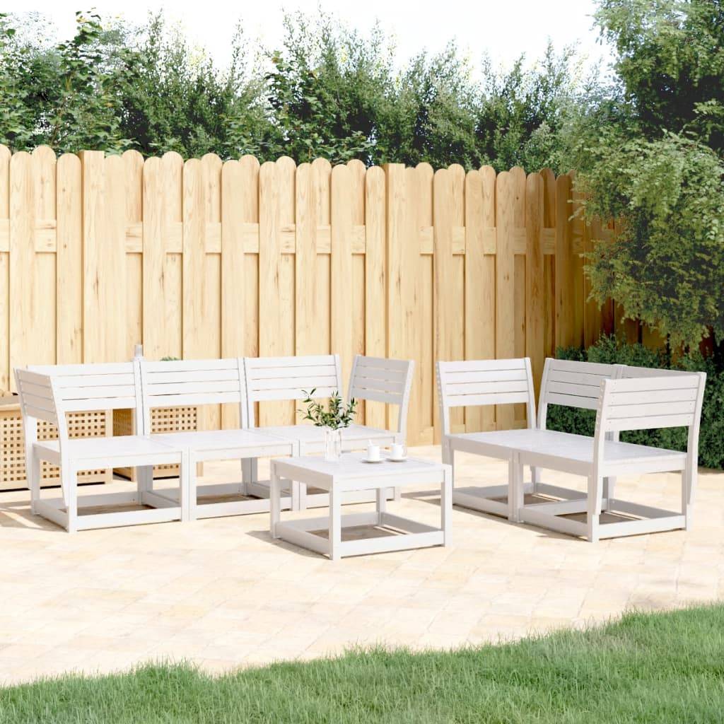 vidaXL 5-tlg. Garten-Sofagarnitur Weiß Massivholz Kiefer