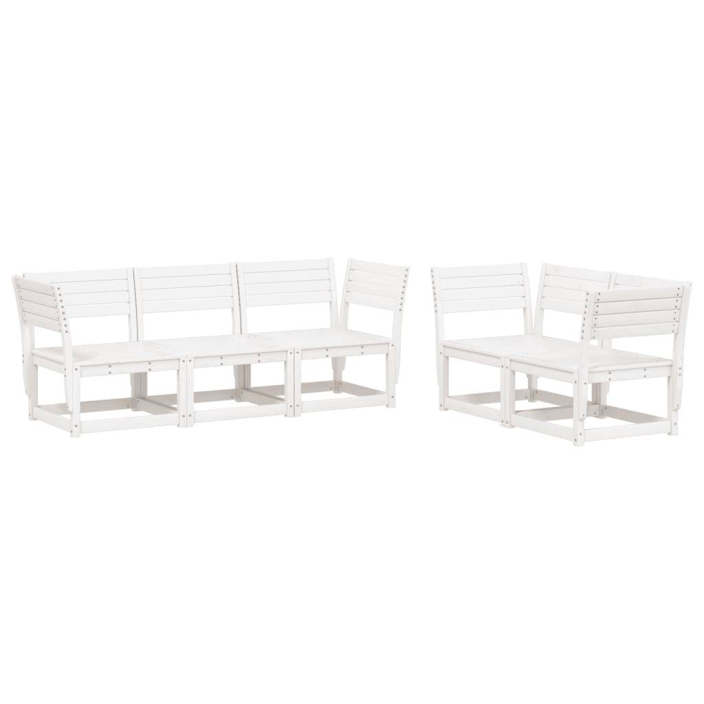 vidaXL 5-tlg. Garten-Sofagarnitur Weiß Massivholz Kiefer