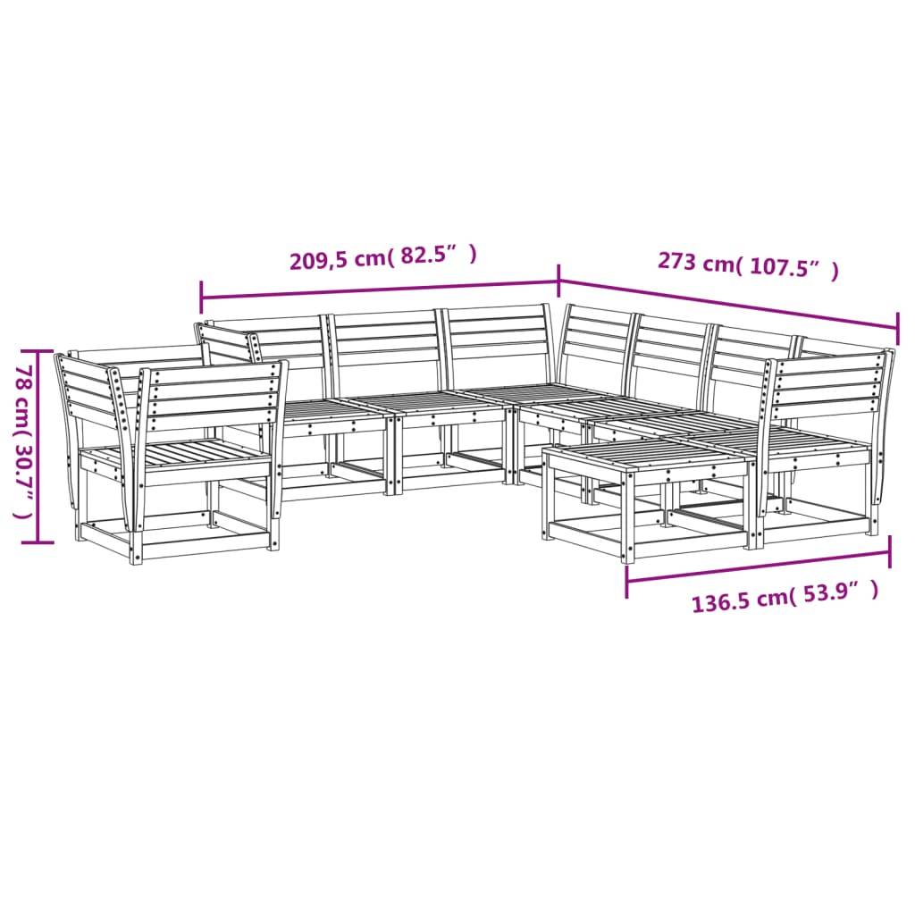 vidaXL 8-tlg. Garten-Lounge-Set Wachsbraun Massivholz Kiefer