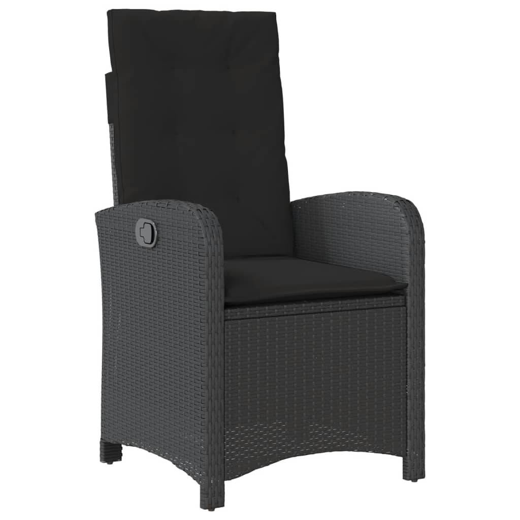vidaXL 3-tlg. Garten-Essgruppe mit Kissen Schwarz Poly Rattan