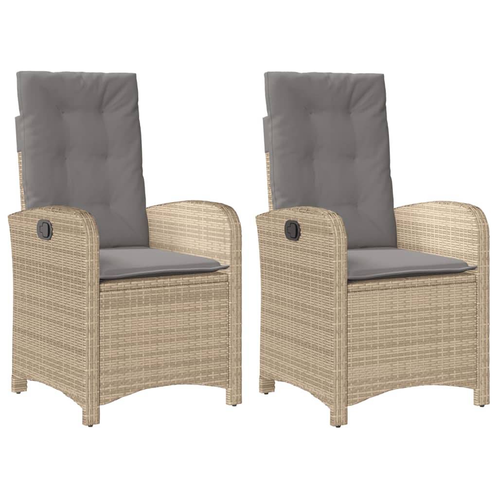 vidaXL Gartensessel Kissen 2Stk. Verstellbar Beigemischung Poly Rattan