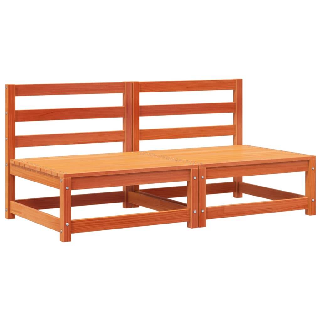 vidaXL Gartensofas ohne Armlehnen 2 Stk. Wachsbraun Massivholz Kiefer