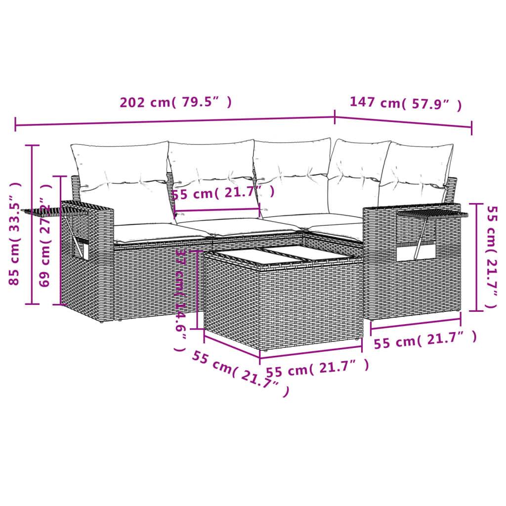 vidaXL 9-tlg. Garten-Sofagarnitur mit Kissen Grau Poly Rattan