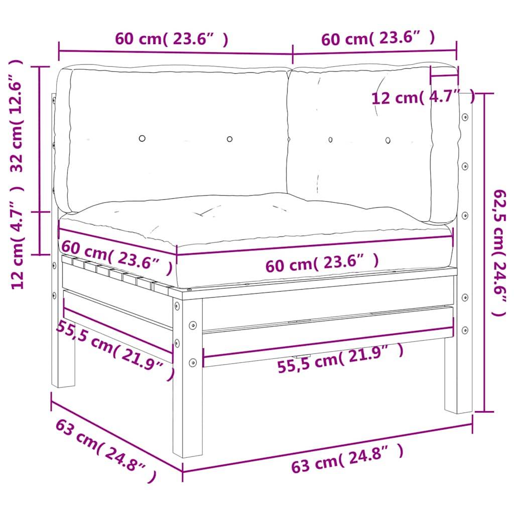 vidaXL Garten-Ecksofa mit Kissen 2 Stk. Massivholz Douglasie