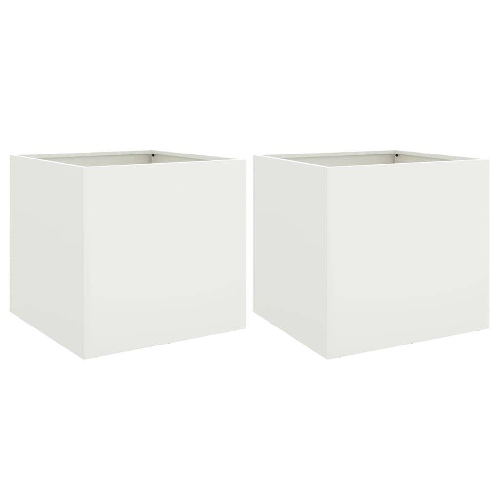 vidaXL Pflanzkübel 2 Stk. Weiß 49x47x46 cm Stahl