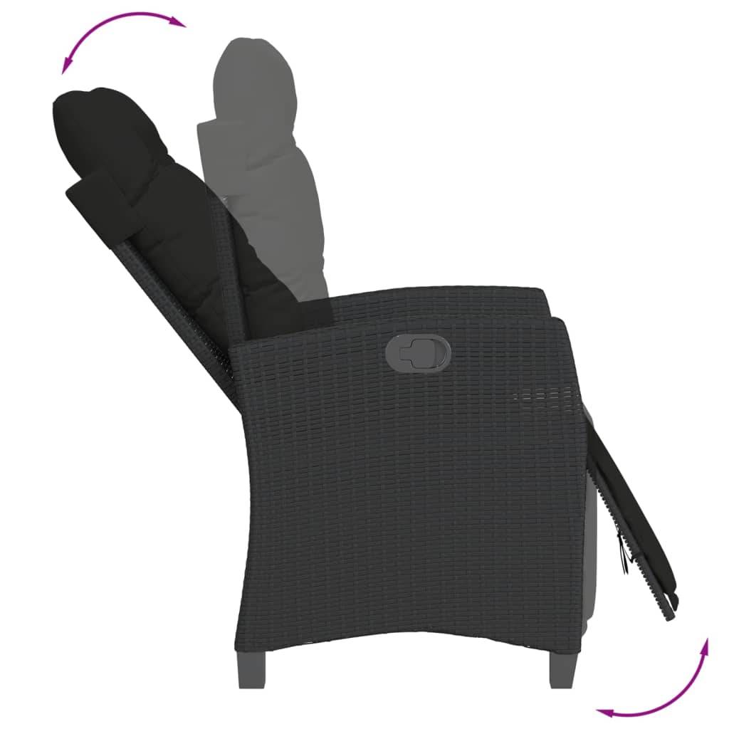 vidaXL 3-tlg. Garten-Essgruppe mit Kissen Schwarz Poly Rattan