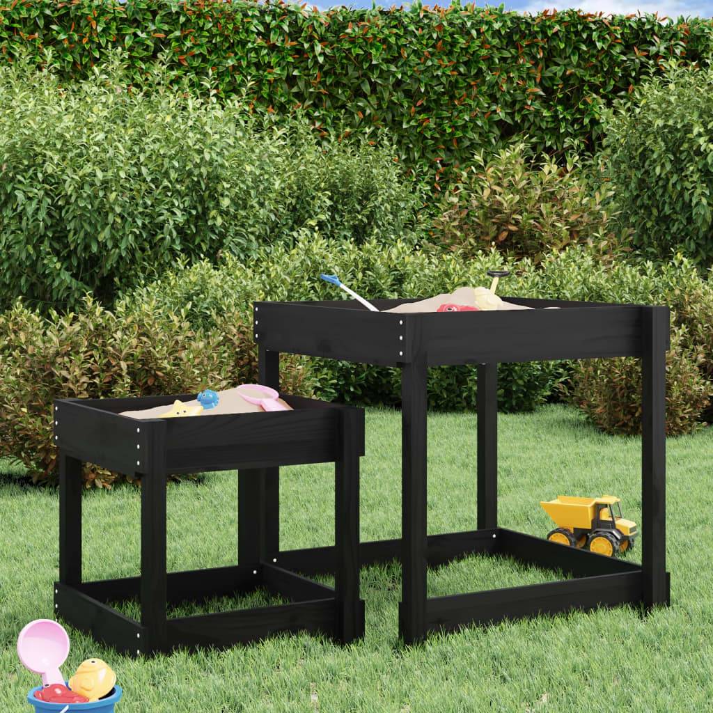 vidaXL Sand-Spieltische 2 Stk. Schwarz Massivholz Kiefer