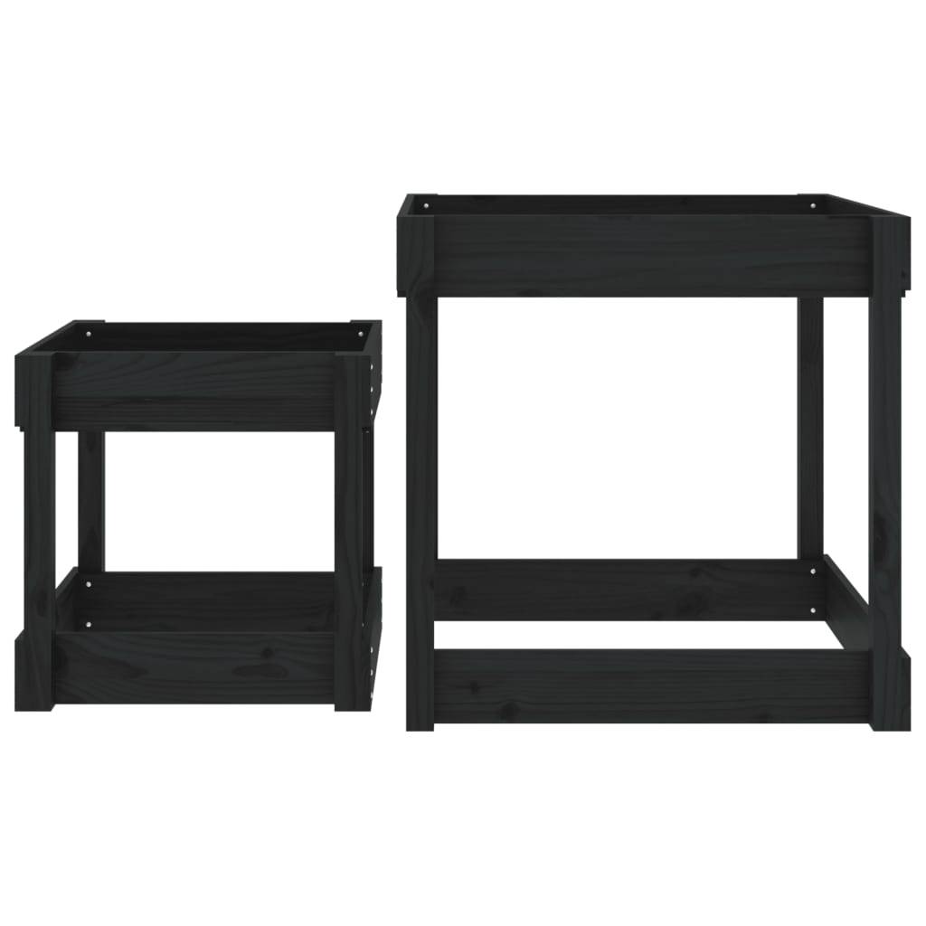 vidaXL Sand-Spieltische 2 Stk. Schwarz Massivholz Kiefer