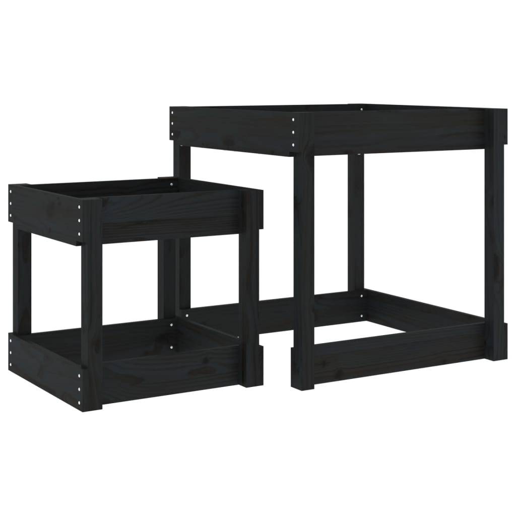 vidaXL Sand-Spieltische 2 Stk. Schwarz Massivholz Kiefer