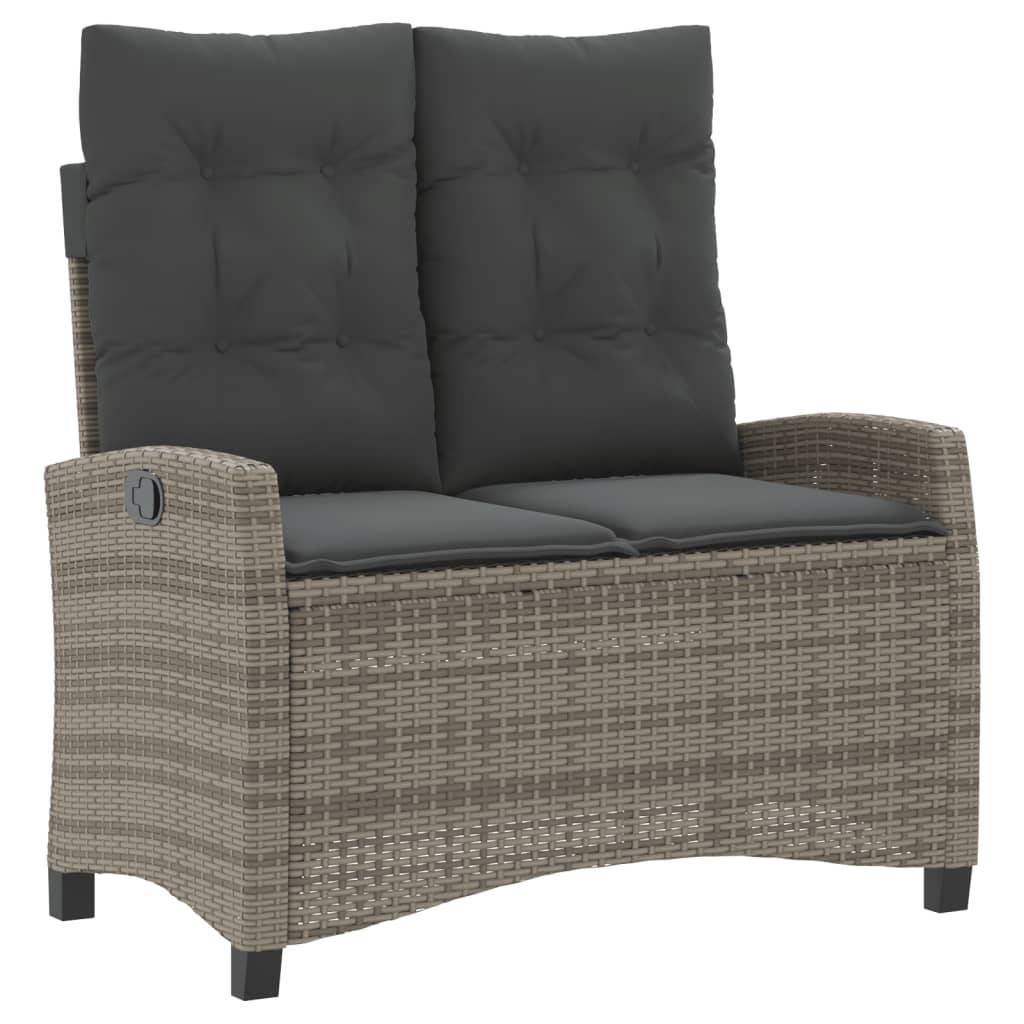 vidaXL 2-tlg. Garten-Essgruppe mit Kissen Grau Poly Rattan