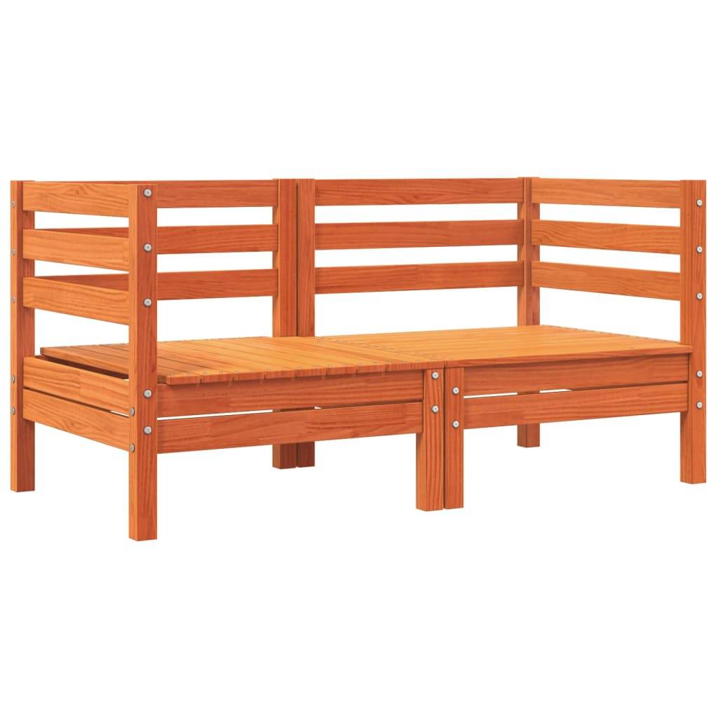 vidaXL Garten-Ecksofa mit Kissen 2 Stk. Wachsbraun Massivholz Kiefer