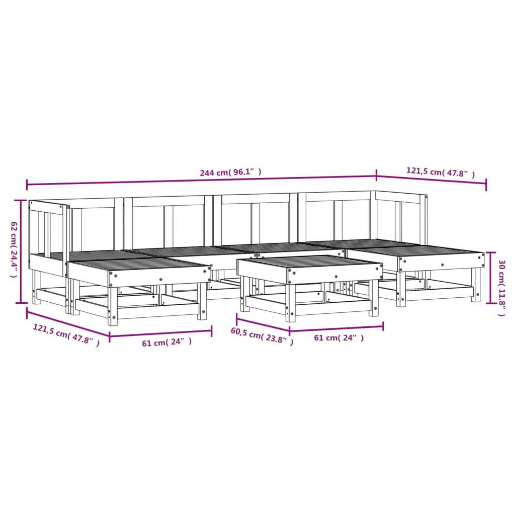 vidaXL 7-tlg. Garten-Lounge-Set Massivholz Kiefer