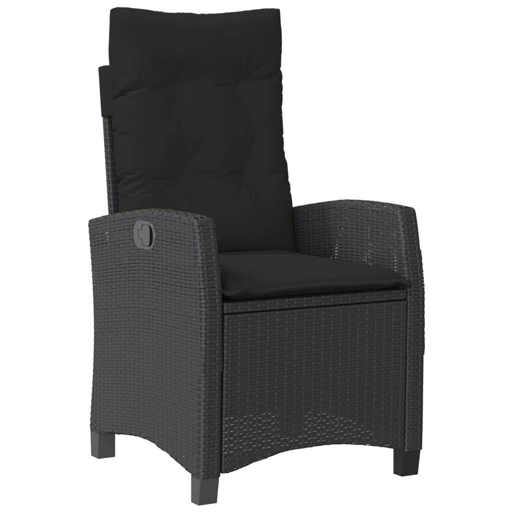vidaXL 3-tlg. Garten-Essgruppe mit Kissen Schwarz Poly Rattan