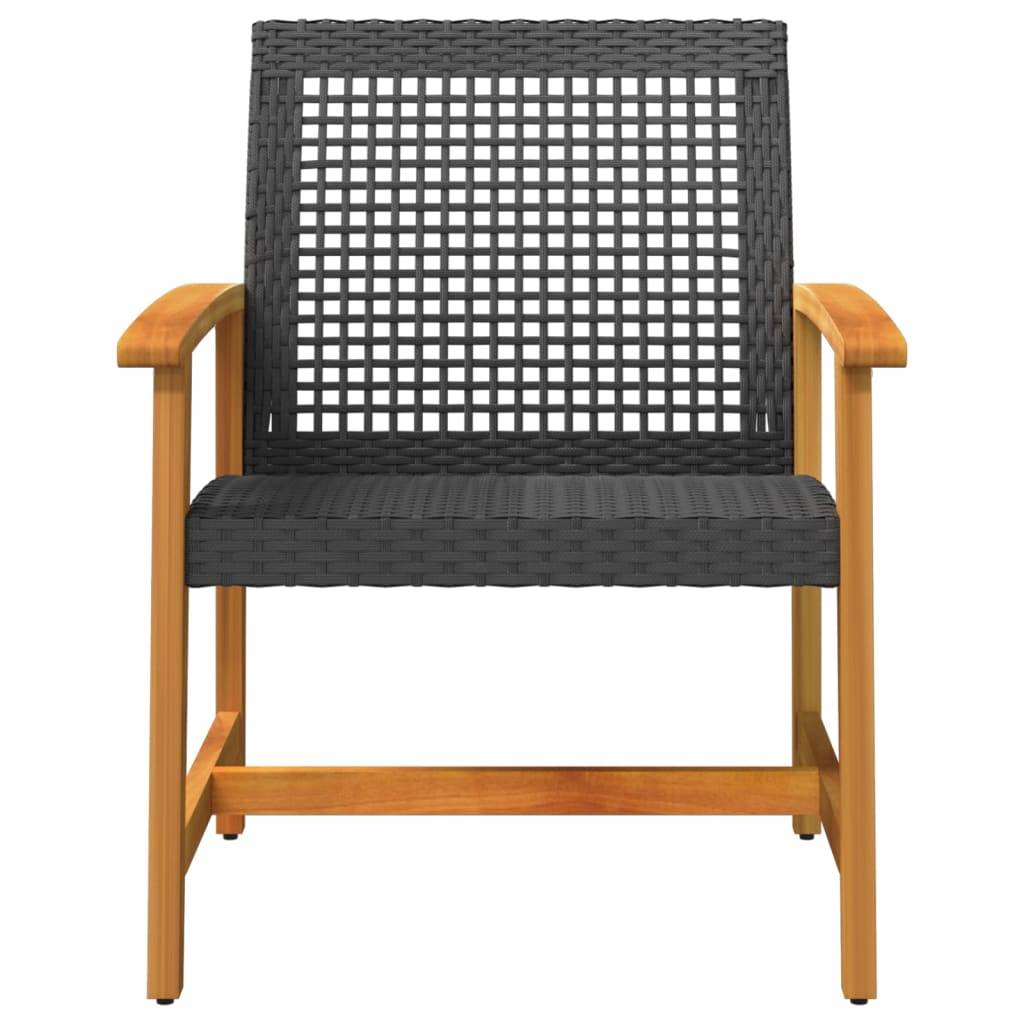 vidaXL Gartenstühle 2 Stk. Schwarz Poly Rattan und Akazienholz