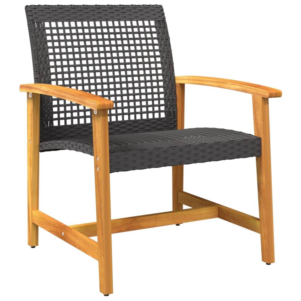 vidaXL Gartenstühle 2 Stk. Schwarz Poly Rattan und Akazienholz