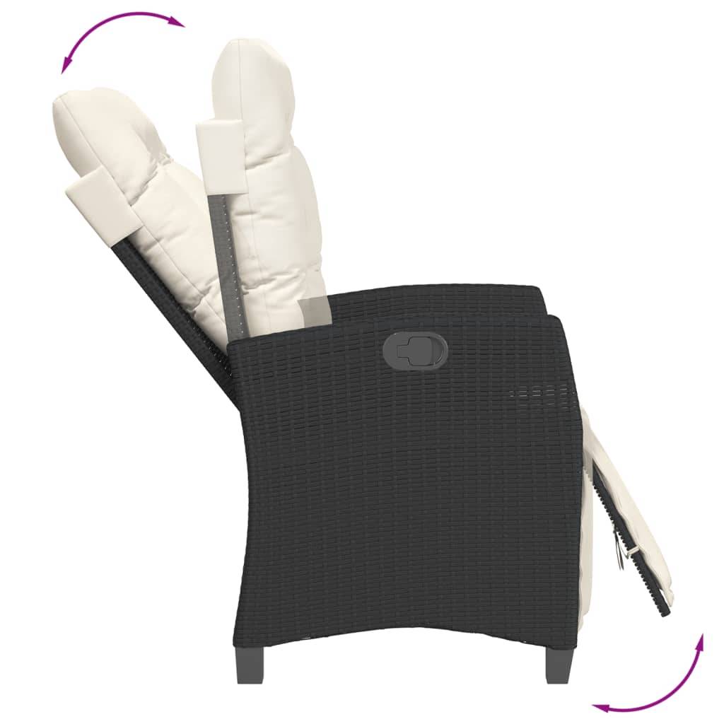 vidaXL 3-tlg. Garten-Essgruppe mit Kissen Schwarz Poly Rattan