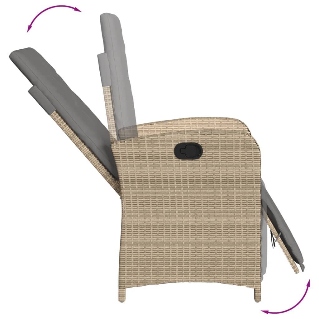 vidaXL 9-tlg. Garten-Essgruppe mit Kissen Beige Poly Rattan