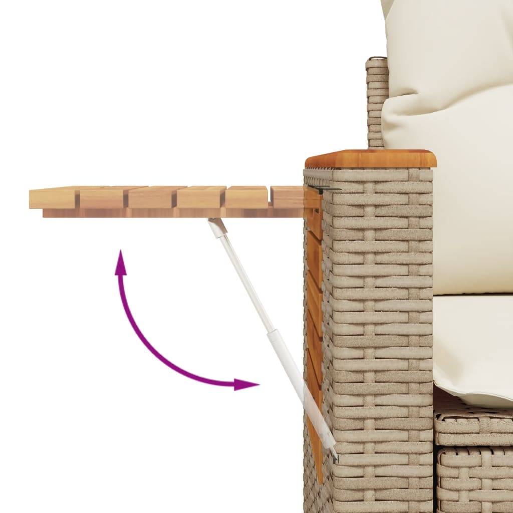 vidaXL 8-tlg. Garten-Sofagarnitur mit Kissen Beige Poly Rattan