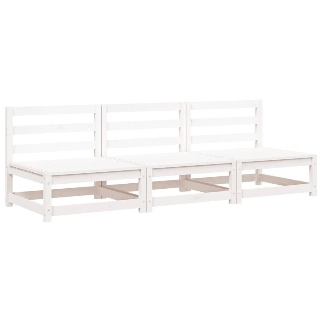 vidaXL Gartensofas ohne Armlehnen 3 Stk. Weiß 70x70x67 cm Kiefernholz