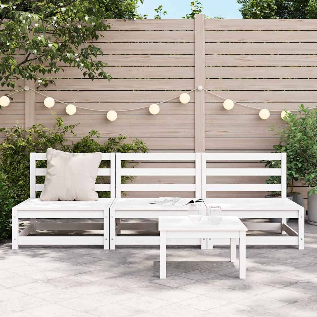 vidaXL Gartensofas ohne Armlehnen 3 Stk. Weiß 70x70x67 cm Kiefernholz