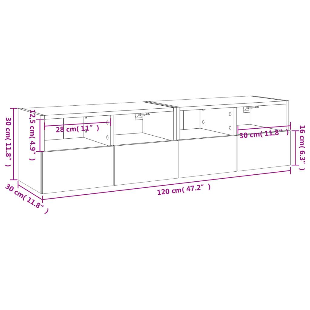 vidaXL TV-Wandschränke 2 Stk. Sonoma-Eiche 60x30x30 cm Holzwerkstoff