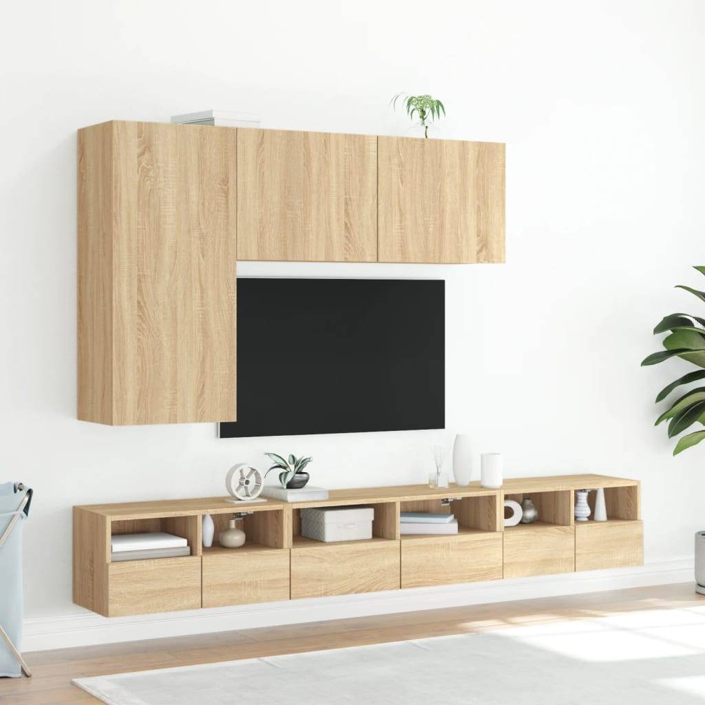 vidaXL TV-Wandschränke 2 Stk. Sonoma-Eiche 60x30x30 cm Holzwerkstoff