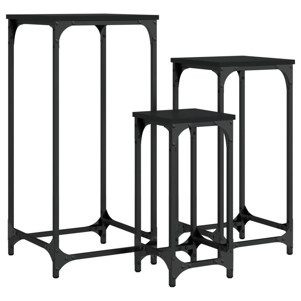 vidaXL Satztische 3 Stk. Schwarz Holzwerkstoff