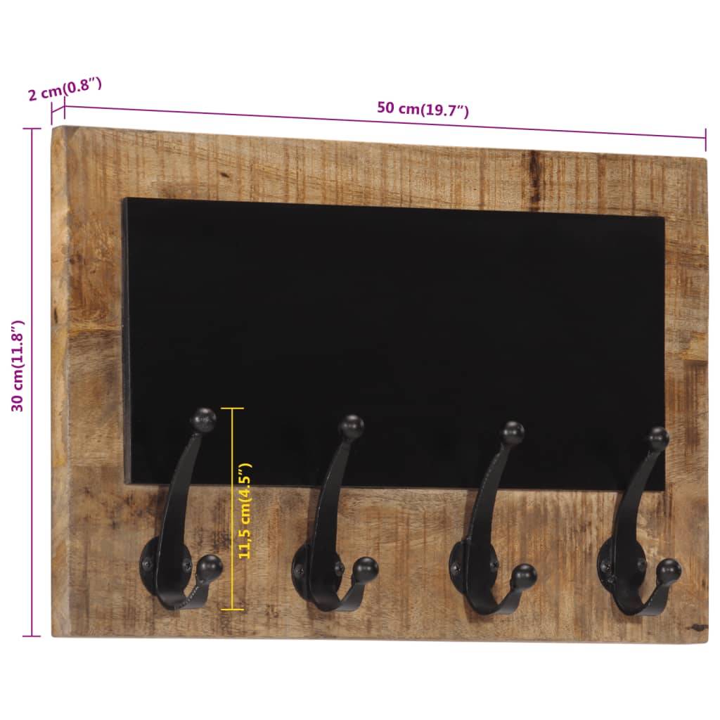 vidaXL Wandgarderoben mit 4 Haken 2 Stk. Massivholz Mango