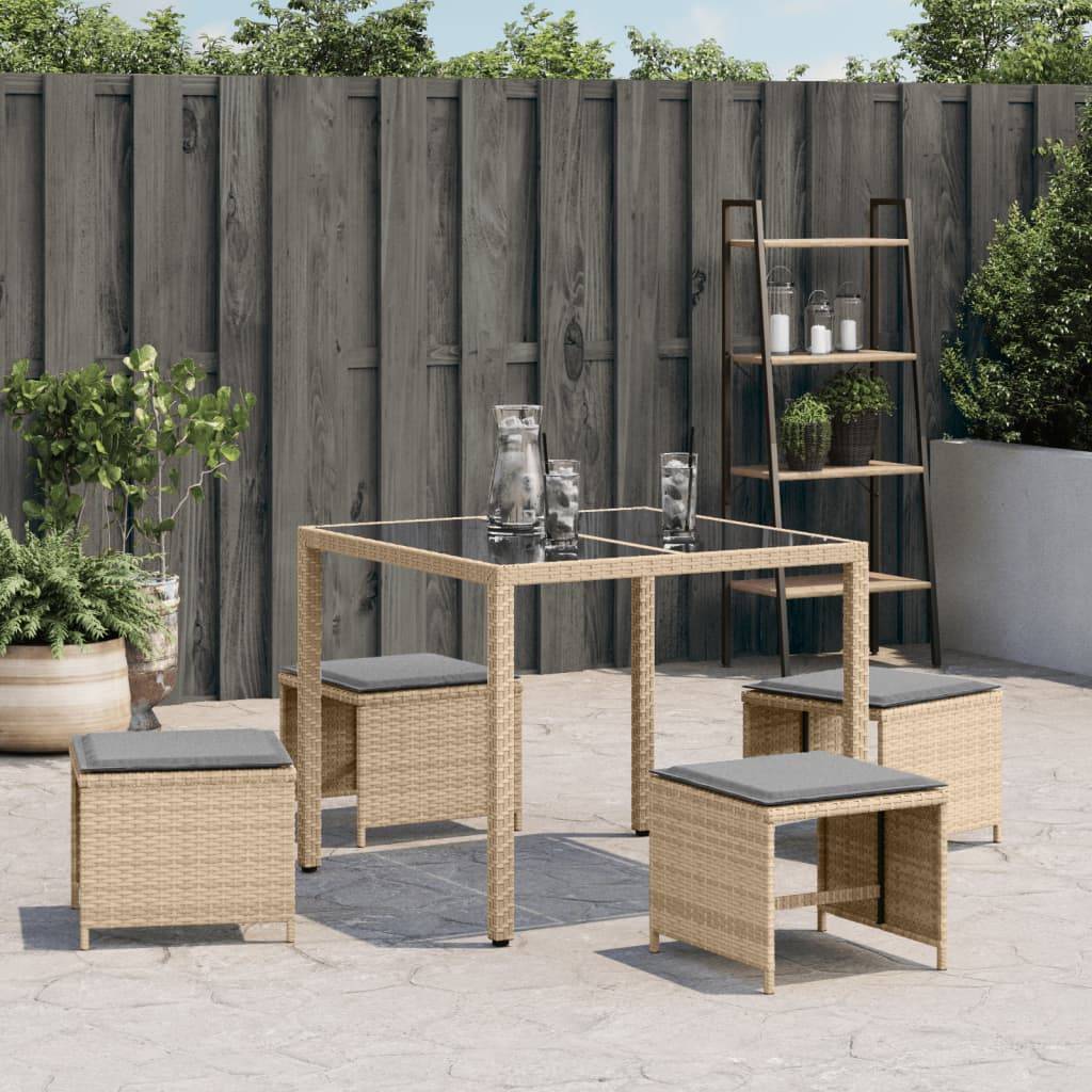 vidaXL Gartenhocker Kissen 4Stk. Beigemischung 41x41x36 cm Poly Rattan