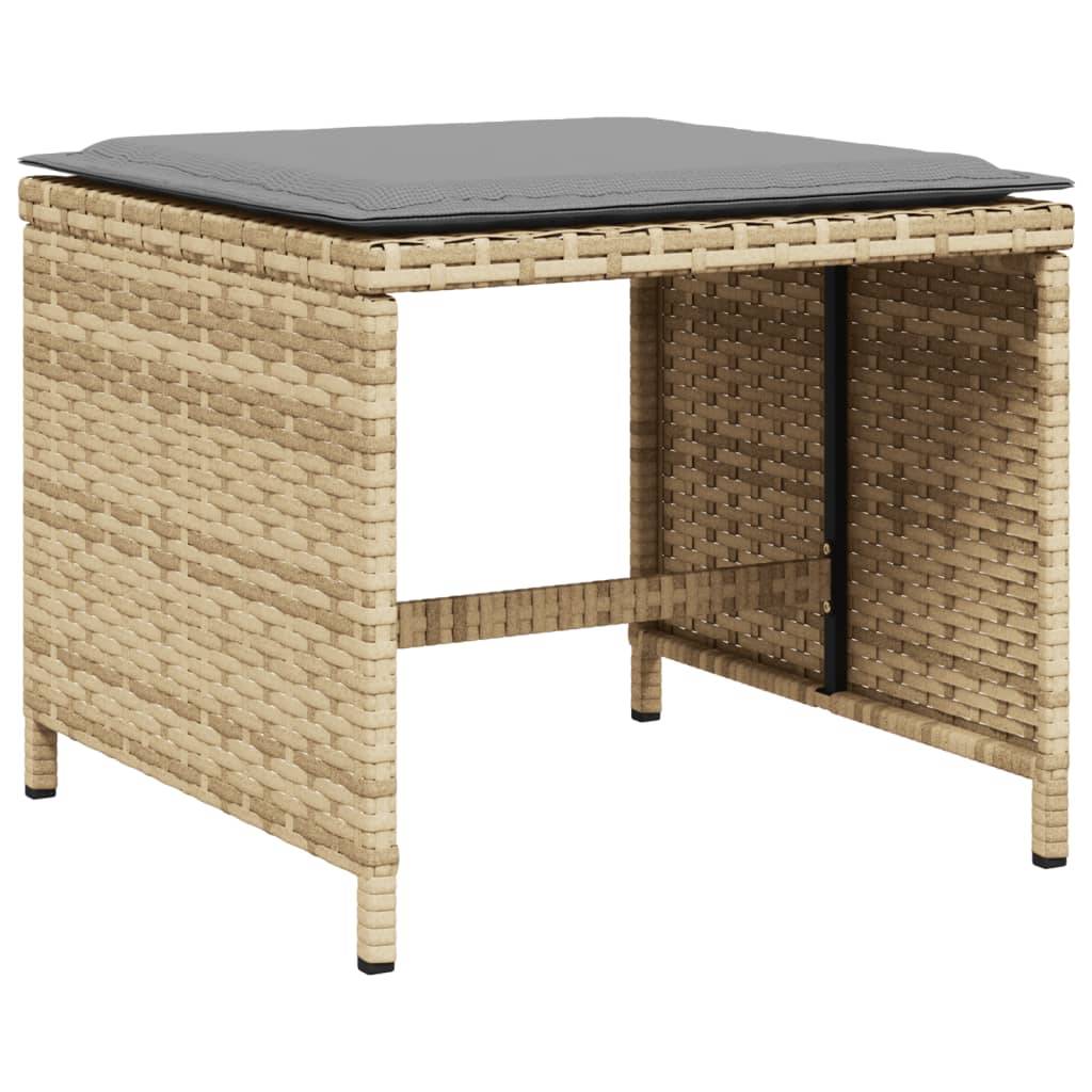 vidaXL Gartenhocker Kissen 4Stk. Beigemischung 41x41x36 cm Poly Rattan