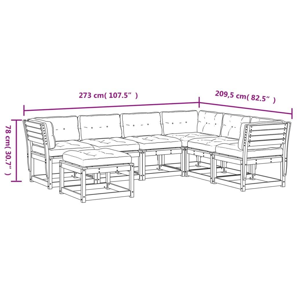 vidaXL 7tlg Garten-Lounge-Set mit Kissen Wachsbraun Massivholz Kiefer