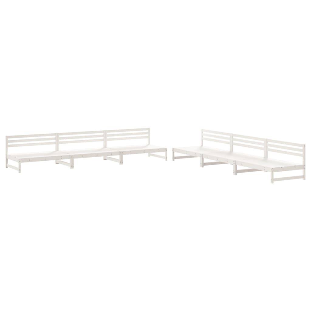 vidaXL 6-tlg. Garten-Lounge-Set Weiß Massivholz Kiefer